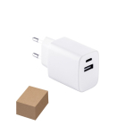 Recycled plastic power adapter with two USB ports various colours