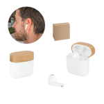 Wireless earphones with bamboo lid and 5 hours of battery life various colours
