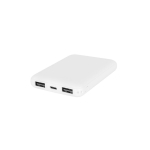 Recycled plastic power bank with charge indicator, 5,000 mAh white colour