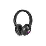 Foldable wireless headphones with 20 hours of battery life black colour image with logo