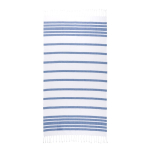 Striped cotton-polyester beach towel with fringes, 180 g/m2 navy-blue colour first view