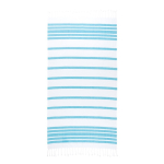 Striped cotton-polyester beach towel with fringes, 180 g/m2 light blue colour first view