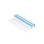 Striped cotton-polyester beach towel with fringes, 180 g/m2 light blue colour