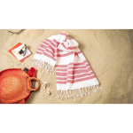 Striped cotton-polyester beach towel with fringes, 180 g/m2 first view