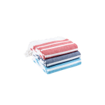 Striped cotton-polyester beach towel with fringes, 180 g/m2