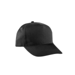 Recycled polyester cap with 5 panels and adhesive closure, 210 g/m2 black colour first view