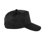 Recycled polyester cap with 5 panels and adhesive closure, 210 g/m2 black colour second view