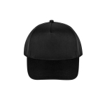 Recycled polyester cap with 5 panels and adhesive closure, 210 g/m2 black colour