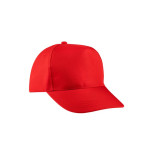 Recycled polyester cap with 5 panels and adhesive closure, 210 g/m2 red colour first view