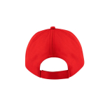Recycled polyester cap with 5 panels and adhesive closure, 210 g/m2 red colour third view