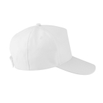 Recycled polyester cap with 5 panels and adhesive closure, 210 g/m2 white colour second view