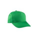 Recycled polyester cap with 5 panels and adhesive closure, 210 g/m2 green colour first view