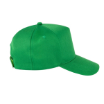 Recycled polyester cap with 5 panels and adhesive closure, 210 g/m2 green colour second view