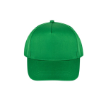 Recycled polyester cap with 5 panels and adhesive closure, 210 g/m2 green colour