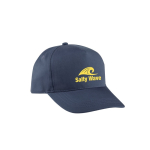 Recycled polyester cap with 5 panels and adhesive closure, 210 g/m2 navy-blue colour image with logo