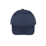 Recycled polyester cap with 5 panels and adhesive closure, 210 g/m2 navy-blue colour