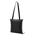 Foldable polyester picnic blanket that converts into a bag black colour