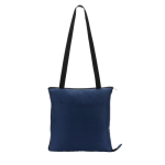 Foldable polyester picnic blanket that converts into a bag blue colour second view