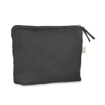 Wash bag made from recycled fabrics with matching zip black colour