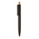 Monochrome pen with bamboo push-button and blue ink black colour
