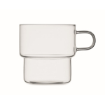 Fully borosilicate glass mug with stackable design, 300 ml transparent colour fifth view
