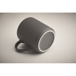 Matte ceramic mug with embossed finish, 340 ml dark grey colour third photographic view