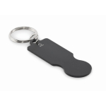 Recycled aluminium keyring for shopping trolley use black colour