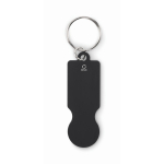 Recycled aluminium keyring for shopping trolley use black colour second view