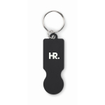Recycled aluminium keyring for shopping trolley use black colour main view