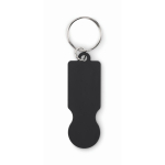 Recycled aluminium keyring for shopping trolley use black colour third view