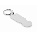 Recycled aluminium keyring for shopping trolley use silver colour
