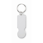 Recycled aluminium keyring for shopping trolley use silver colour second view