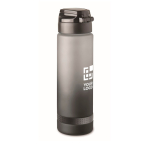 Leak-proof RPET bottle with water intake schedule, 1L white colour view with print area