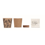Square biodegradable plant pot with mint seeds, made in the EU beige colour third view