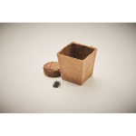 Square biodegradable plant pot with mint seeds, made in the EU beige colour fourth photographic view