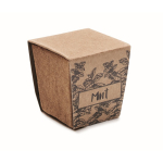 Square biodegradable plant pot with mint seeds, made in the EU beige colour eighth view