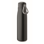 Leak-proof stainless steel bottle with cord handle, 500 ml black colour