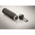 Leak-proof stainless steel bottle with cord handle, 500 ml black colour third photographic view