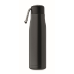 Leak-proof stainless steel bottle with cord handle, 500 ml black colour fourth view