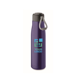 Leak-proof stainless steel bottle with cord handle, 500 ml royal blue colour view with print area