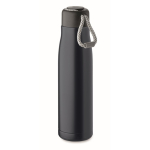 Leak-proof stainless steel bottle with cord handle, 500 ml navy-blue colour