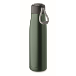 Leak-proof stainless steel bottle with cord handle, 500 ml dark green colour