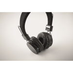 Foldable wireless headphones with built-in microphone black colour third photographic view
