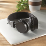 Foldable wireless headphones with built-in microphone black colour ambient view
