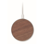 Circular wireless charger with walnut top detail, 15W wood colour third view