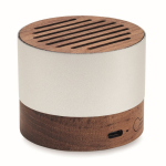 Wireless speaker made from recycled aluminium with walnut details wood colour second view