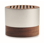 Wireless speaker made from recycled aluminium with walnut details wood colour fifth view