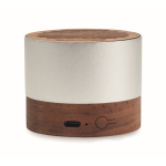 Wireless speaker made from recycled aluminium with walnut details wood colour sixth view