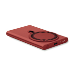 Magnetic fast-charging wireless charger with power bank, 15W burgundy colour