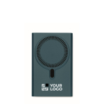 Magnetic fast-charging wireless charger with power bank, 15W blue colour view with print area